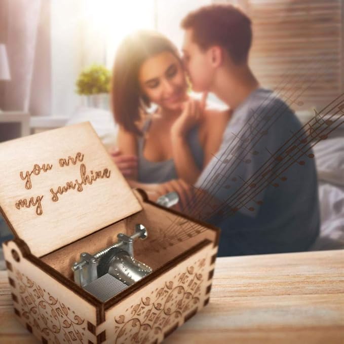 Ucuber You are My Sunshine Music Box, Wood Laser Engraved Cute Box Best Gift for Wife, Son, Daughter, Dad, Mom, Wedding Anniversary Birthday Christmas Valentine's Day