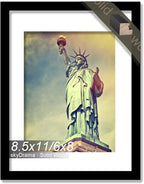 100% Solid Wood 8.5 x 11 Picture Frame, Black Frame Display Photo 6x8 with Mat or 8.5x11 without Mat, 8.5 by 11 HQ Matte Black Frame for Wall - 1 Pack/Black/8.5"x11"