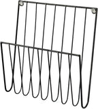 Black Wall Mounted Magazine Rack And File Holder – A Sturdy Iron Organizer For Mail, Letters, Folders, And Papers – Decorative For Home Office Or Study Room