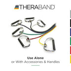 THERABAND Resistance Tubing with Soft Handles, Red, Medium Level, 48" Latex Stretch Resistance Bands for Exercise, Professional Workout Bands for Upper & Lower Body, Color-Coded Levels
