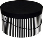 Sarah's Hat Boxes Classic Black/White Stripe Hat Box – 14.75" x 7.5" (Dia. x Ht.) Handmade in USA – Odorless Non-Toxic Adhesive, Cording Handle – Premium Storage for Hats & Accessories