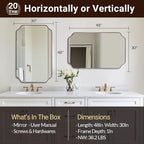 ANDY STAR 30"x48" Brushed Bronze Rectangle Mirror, Large Scalloped Bathroom Mirror in Premium Stainless Steel Frame, Timeless Shape with Unique Flair, Ideal for Home Remodel (Vertical/Horizontal)