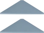 evron Corner Mounting Shelf Set of 2 – Easy to Install Floating Wall Shelves with Wood Grain Finish, Durable and Waterproof ABS Plastic for Kitchen, Bathroom, Living Room Home Décor (Grey)