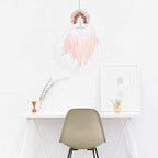 Pretty Jolly Fairy Pink Tree of Life Dream Catcher Wall Decor with Healing Crystal Stone Handmade Feather Dream Catchers Decoration Wall Hanging Bedroom Living Room Wedding Party Home Decor-25.6"