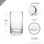 WGVI Quality Thick Clear Cylinder Glass Vase, 3" W x 5" H, Floral Container, Glass Candle Holder, Flower Vases, Wedding Centerpiece, Table Top Home Décor Accent, in Bulk Wholesale, 18 Pieces