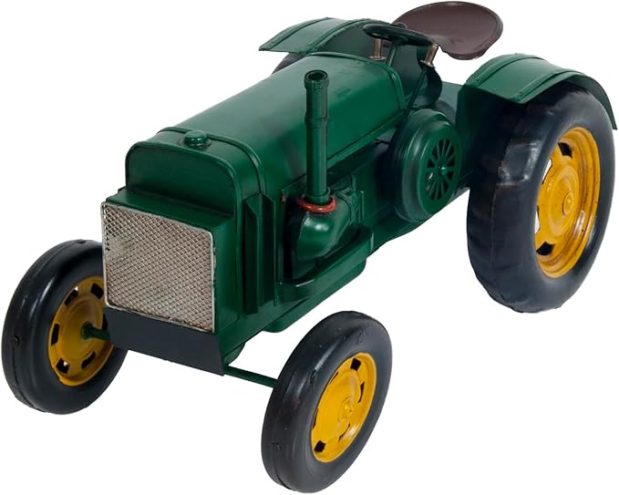 1939 John Deere Model D Tractor Metal Handmade - John Deere Collectibles - Metal Scale Model for Home & Office - 11.5" L x 6" W x 6.5" H