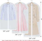 Clear Garment Bags for Hanging Clothes, Set of 12 Suit Bags Dust-Resistant Clothes Cover Bags PEVA Breathable Clothes Protectors with Full Zipper for Closet Storage, 24” x 40”/47”/55”