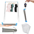 Lmaray Portable Travel Garment Rack, Stainless Steel Foldable Mini Drying Clothes Rack for Travel, Camping, Hotel Room, Laundry, Dance, Indoor, Outdoor (B-Longer & Thicker)