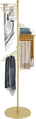 Scarf Organizer 30 Tiers, Scarf Hanger Display Rack, Metal Holder Hijab Stand for Clothing Store Commercial Home, Space Saving Shelves (Gold)