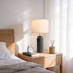 USumkky 24" Modern Ceramic Black Bedside Lamp Set of 2 Table Lamp for Bedroom Decor Farmhouse Table Lamp for Living Room Office Dorm