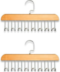 Belt Hanger 2Pcs Belt Hanger with 16 Hooks Bra Hangers for Closet,Space-Saving Wooden Closet Hanger Organizer for Ties, Scarves, Bras,Tank, Tops (Wood)