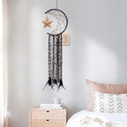 Dremisland Moon Dream Catcher Handmade Half Circle Moon Design Dream Catcher Feather Hanging with Star Home Decoration Ornament Festival Gift (Purple)