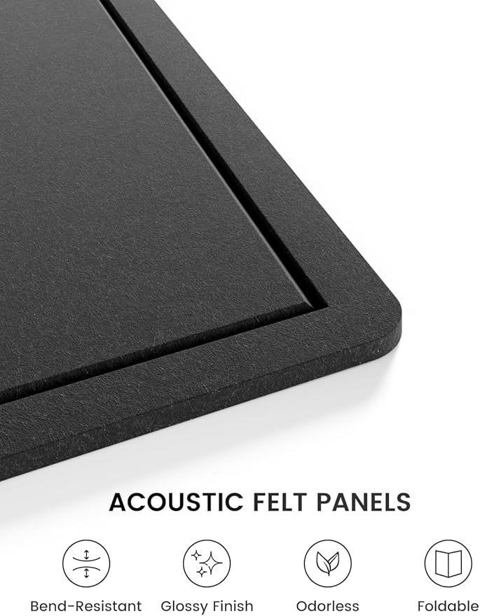 Fluxynara Large Bulletin Board, 59" x 35.4" Cork Board Alternative with 24 Safe Removable Adhesive Tabs, Foldable Felt Pin Board for Home Office, Classroom, Bedroom,Entryway for Walls—Black