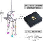 Artilady Dream Catcher for Girls - Butterfly Small Moon Dream Catchers with Crystals Cute Room Decor for Teen Girls Boys Boho Bedroom Wall Home Decorations Birthday Christmas Women Gifts