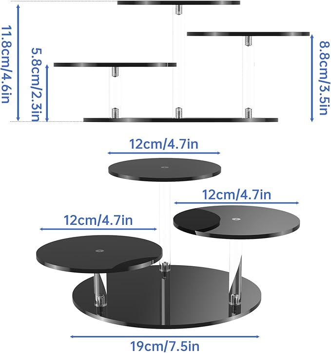 NiHome Black Acrylic Display Stand for LEGO Botanical Collection Sets, Multi-Tier Showcase Figurine Display Shelf Riser for Collectibles and Room Decor, Perfume Riser Holder, Tabletop Plant Stand