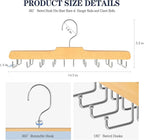 Tie Rack Hanger for Closet Fitnice Upgraded Non Slip Tie Holder Organizer Space Saving with 20 Foldable Hooks Wooden Belt Hanger for Tank Tops Bras Cami Scarves