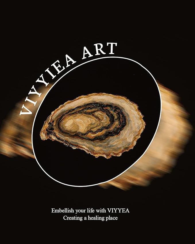 VIYYIEA Vintage Gold Framed Wall Art for Living Room, Oyster Canvas Prints Home Decor, Oil Painting Picture, Bedroom Wall Decor Gifts for Friends or Family -(10L x 8W)