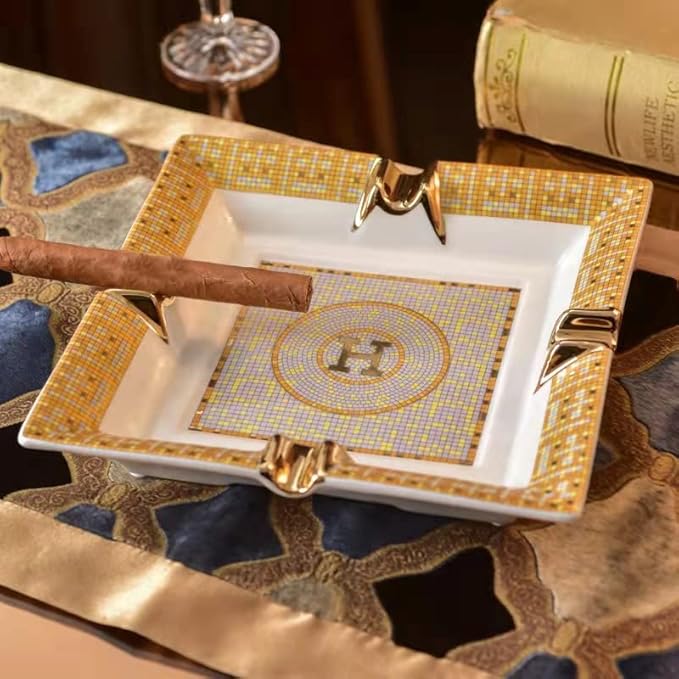 Cigar Ashtray for Indoor or Outdoor Use, Desktop Smoking Ash Tray for Home Office Decoration