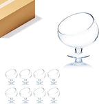 WGV Slant Cut Bowl Glass Vase Bulk with Stand, Width 6.5", Height 7", Clear Planter Terrarium, Candy Dish, Fruit Jar for Wedding Party Event, Home Office Decor, 8 Pieces