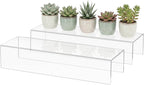 Acrylic Shelf Riser 15x4.7x3 pack of 2, Desktop Rectangular Acrylic Tray Pedestal Stand for Home Décor, Figures, Manga or Other Collectibles, 15x4.7x3 Inch