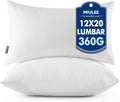 MIULEE Throw Pillows Inserts, Pack of 2 12x20 Inch 100% Virgin Fiber Filling Bed Couch Pillows