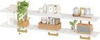 HOOBRO Floating Shelves, 15 Inch Wall Shelf Set of 3, Wall Mounted Storage Shelves 2-Tier, Hanging Bathroom Shelves, for Living Room, Bedroom, Bathroom, Kitchen, White and Gold DW32BJP301