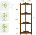 Wisuce Corner Shelf, 100% Real Bamboo Shower Corner Shelves Free Standing Shelf Storage Organizer for Bathroom Living Room Kitchen (Brown, 4 Tier)
