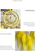Small Dream Catcher for Car Handmade Boho Hanging Decor for Car Interior Rear View Mirror Feathers Dream Catchers Charms Ornament(Yellow)
