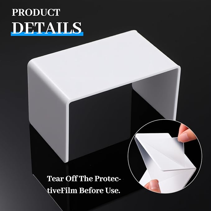 Chuangdi 2 Sets Acrylic Display Risers, Product Stand, Jewelry Display Riser Shelf Showcase Fixtures for Dessert Cupcake Candy Figure Treat Action Showcase(White,Small Set)