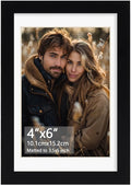 Rempry 4x6 Picture Frame, Display Pictures 3.5x5 with Mat or 4x6 Without Mat, Wall Hanging or Tabletop Photo Frame with Shatter Resistant Plexiglass, Black, 1 Pack