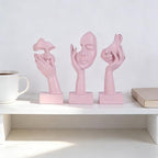3 Pcs Thinker Small Statue Set - Pink Art Abstract Home Accent Figurines for Decor Woman Apartment Bookshelf Floating Shelf Coffee Table Office Desk Bathroom Counter Decor (3 Pcs Pink, 6")