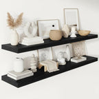 Vivelove 2" Thick Floating Shelves for Wall 55 Inches Long, 12" Deep Wall Shelves, for Bedroom, Bathroom, Living Room, Kitchen, Office, Modern Home Decor, 55" X 12" X 2", Set of 2, Black