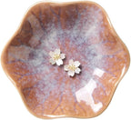 Lotus Leaf Shape Ring Holder Dish, Small Key Bowl, Ceramic Trinket Tray Jewelry Dish Organizing Necklace Earrings for Mom Friend Sister. All Jewelries Are NOT Included. Purple.