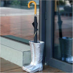 Umbrella Stand Creative Rain Boots Shape Umbrella Holder Flower Arrangement Umbrella Stand Fashion Resin Umbrella Storage Bucket Decoration Shelf Bucket(Silver)