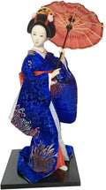 12inch Japanese Geisha Ethnic Japanese Geisha Dolls Oriental Ancient Kabuki Girl Statue Kimono Dolls for Tabletop Home Decor, Dark Blue