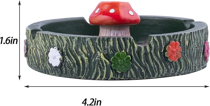 Cute Ash tray Cool Ashtrays for Cigarettes, Fantastical Mushroom Ashtray Resin Ashtray Decor for Home Office, Ornament Gifts (Green Mushroom)