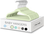 BAGAIL 50 Pack Kids Velvet Hangers 11 Inches Children's Clothes Hangers Non-Slip Baby Hangers for Infant/Toddler (Lime Cream)