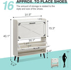 Shoe Storage Cabinet,Farmhouse Shoe Organizer with 2 Flip Drawers & Barn Door Design,Freestanding Hidden Slim Narrow Shoe Rack Cabinet for Entryway,Foyer,Hallway,Antique White