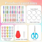 INFUNLY 24 Set DIY Small Dream Catcher Kit Candy Colors Round Mini Dream Catcher Kit Handmade Dreamcatcher Kit with Instructions Boho Hanging Ornament Making Kit for Bedroom Car Mirror Keychain Bag