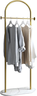 Freestanding Clothing Rack with Marble Base,Modern Gold Arch Garment Rack for Small Spaces,Sturdy Metal Coat Rack,Clothes Racks for Hanging Clothes in Bedroom,Closet,Entryway,Boutique Display