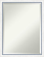 Amanti Art White Wall Mirror 26x20 Morgan White Blue Rectangle Bathroom Mirror for Wall Decor Living Room, Medium Modern Wood Frame, Hangs Horizonally and Vertically, Bathroom Decor, Beveled Edge