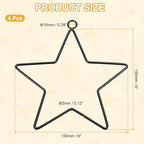 MECCANIXITY 4 Pcs Star Dream Catcher Rings, 6" Dream Catcher Metal Hoops Macrame Wreath Rings Pentagram Floral Hoops for DIY Craft Making Home Wedding Wall Hanging Decoration, Black