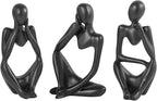 BMLCGJ Thinker Statue Gold Decor Abstract Art Sculpture, Golden Resin Collectible Figurines for Home Living Room Office Shelf Decoration,Great Gifts Ideas (Black)
