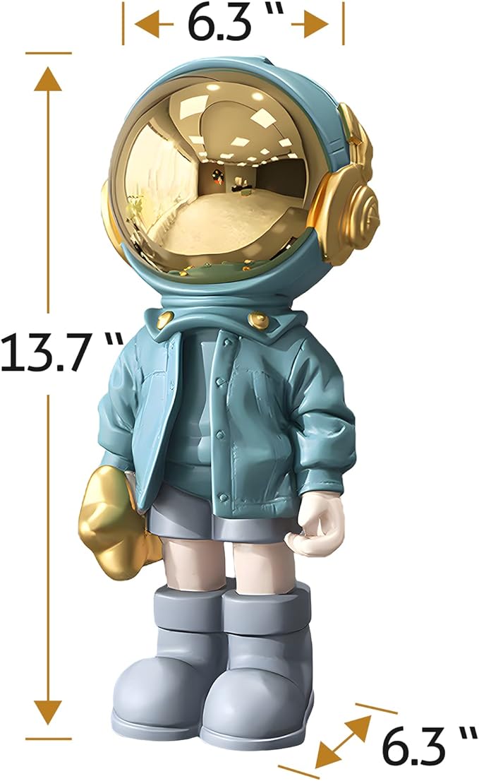 Dosker Astronaut Statues Spaceman Sculpture Polyresin Arts Gifts Light Blue Figurine Ornament Room Decor for Men,Home and Crafts Desktop Accessories Tabletop Decoration, Living Room, Office, Bookshelf