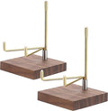 Hipiwe 2Pcs Adjustable Metal Arms Display Stand with Wooden Base Rock Display Stand Easel Decorative Plates Display Easel Holder for Gemstones Fossils Minerals Agate Plates Collectibles, 3.1"x3.1"