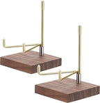Hipiwe 2Pcs Adjustable Metal Arms Display Stand with Wooden Base Rock Display Stand Easel Decorative Plates Display Easel Holder for Gemstones Fossils Minerals Agate Plates Collectibles, 3.1"x3.1"