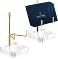 2 Pcs Adjustable Metal Arm Display Stand Rock Crystal Stands for Display Gold Small Plate Stands Easel Displays Holder with Acrylic Base Mineral Stand for Geodes Mineral Agate Collection