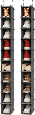 MAX Houser 10-Shelf Hanging Shoe Shelf Organizer, Hanging Shoe Storage for Closet,Pack of 2(Grey)