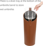 Indoor Entryway leather Umbrella bucket，Large Capacity Umbrella Storage stand，tall umbrella holder,For Hotel,Offices,home,Commercial(Beige+brown)