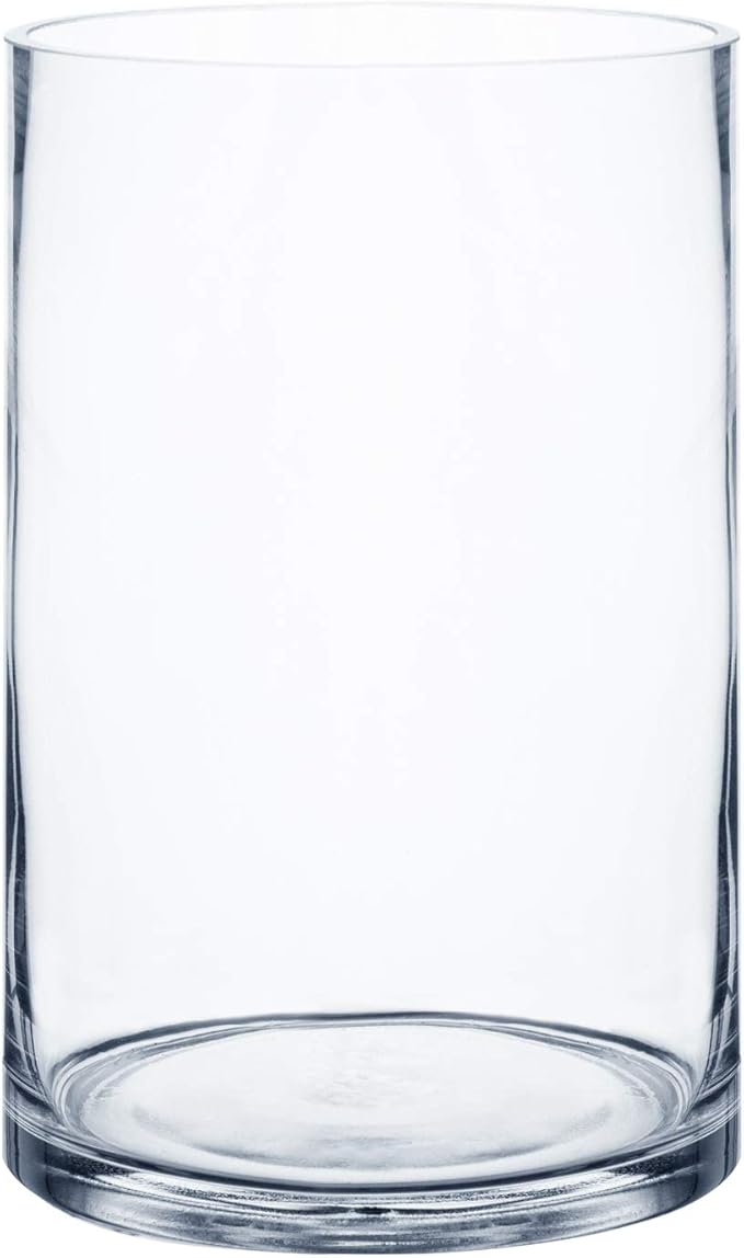 Royal Imports Flower Glass Vase Decorative Centerpiece for Home or Wedding - Cylinder Shape (5" Wide x 7" Tall, Clear)